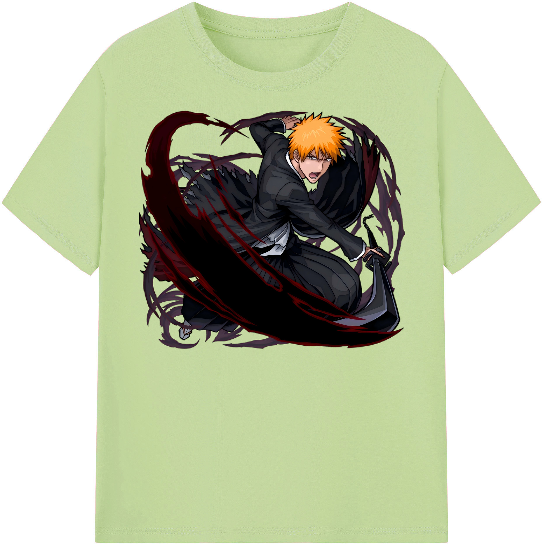 （画像用） ブリーチ 黒崎一護（くろさき いちご）BLEACH Kurosaki Ichigo 綿100％半袖Tシャツ（フロントプリント）